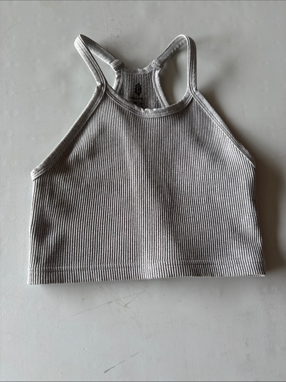 FP Movement by Free People Ribbed High-Neck Crop Tank - Light Gray